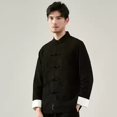 Tang suit men's Hanfu linen suit cotton and linen tunic Chinese style youth shirt jacket Chinese buckle tide card