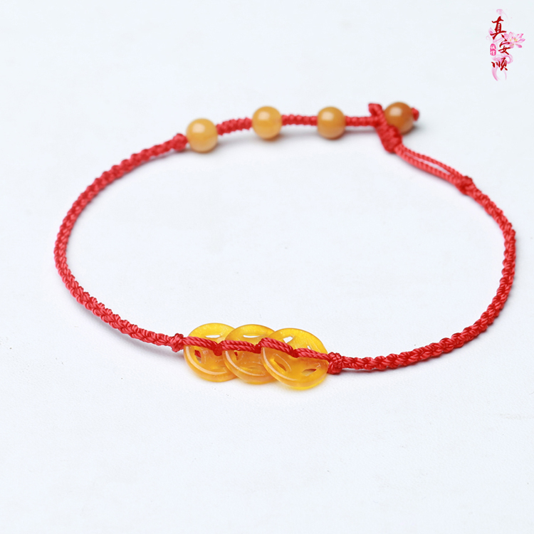 Chân vịt ngọc bích tự nhiên Anshun cũ topaz nguồn tài chính cán Wang Xueye giúp tình yêu may mắn thân đỏ lắc chân nữ thủ công