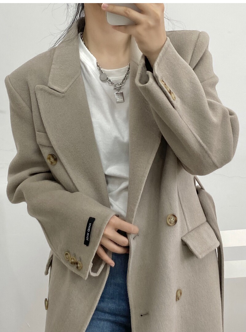 Gross coat woman 2021 new body of body slim fit South Korean winter bifacial cashmere big coat woman medium long version high end