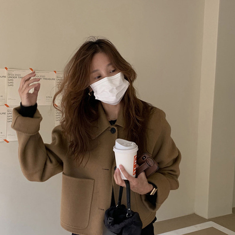 Small sub-handmade wool jacket woman short 2022 autumn winter new South Korean ins double face cashmere dresses woman