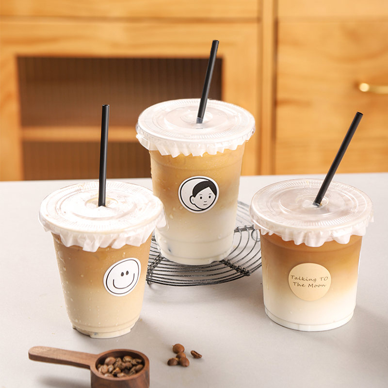 Net Red INS Wind Milk Tea Cup Disposable Coffee Packing Cup Fruit Lemon Tea Takeaway Cup PET Transparent Cold Drinking Cup