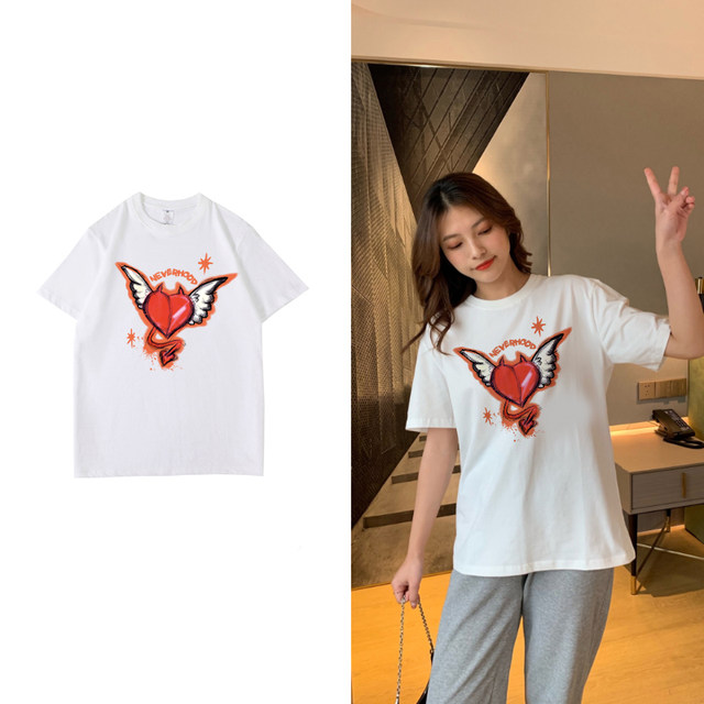 T-shirt women's short-sleeved couple wear 2023 new Korean style trendy half-sleeved clothes for men versatile loose T-shirt bf