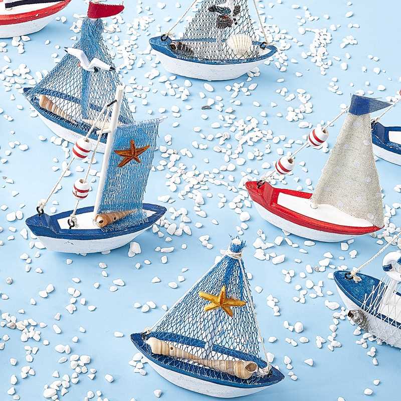 Micro landscape Mediterranean style small ornaments mini Seaside series surfboard wooden sailboat seabird seabirds beach bucket