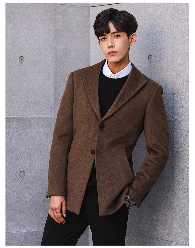 Áo len mùa đông nam ngắn phần phiên bản Hàn Quốc tự trồng mà không cần cashmere Nizi áo dày áo gió Nizi thủy triều áo khoác hoodie nam