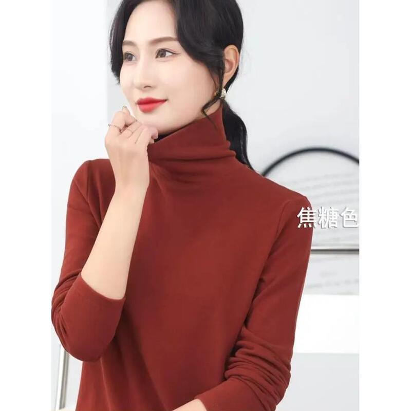 Beizhu Selected Boutique Store Autumn/Winter New Style Stacked Collar Fleece-Lined Thick Double-Sided Australian Wool High-Neck Solid Color Long-Sleeve Base Layer