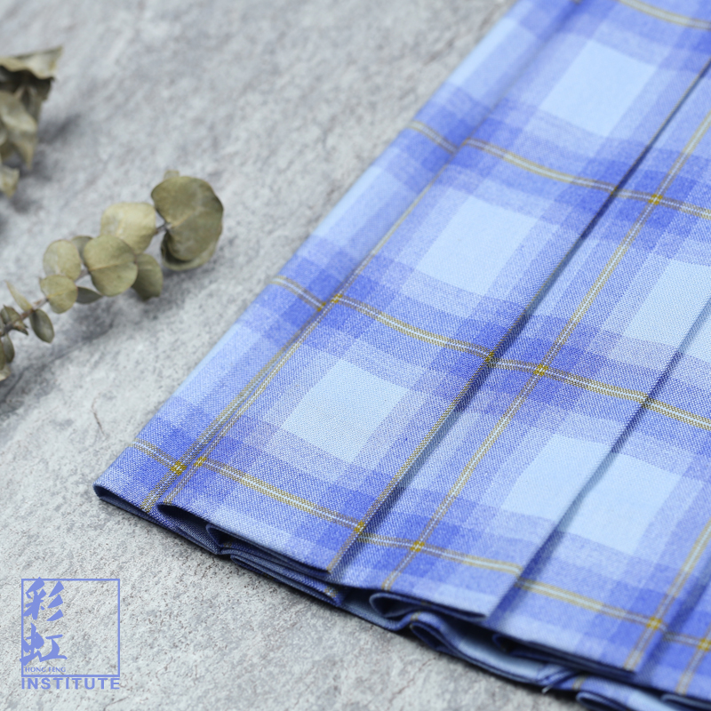 Water blue gold grid orthodox jk uniform skirt spring and summer pleated skirt Japanese college style high waist sky blue plaid skirt