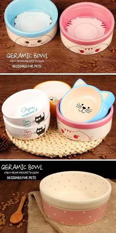 Pet bát Teddy dog ​​bát gốm mèo bát mèo nồi con chó con bát gốm bát thức ăn bát nước bát con chó mèo cần thiết hàng ngày