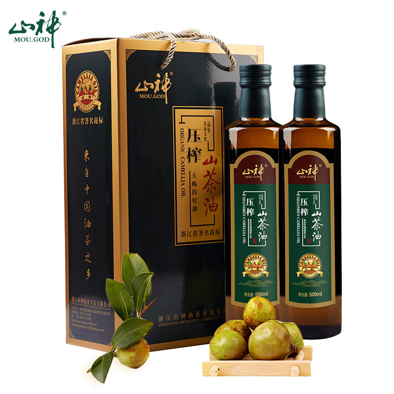 Shanshen pressed camellia oil Changshan wild tea seed oil physically pressed vegetable oil edible oil 500ml*2 gift box