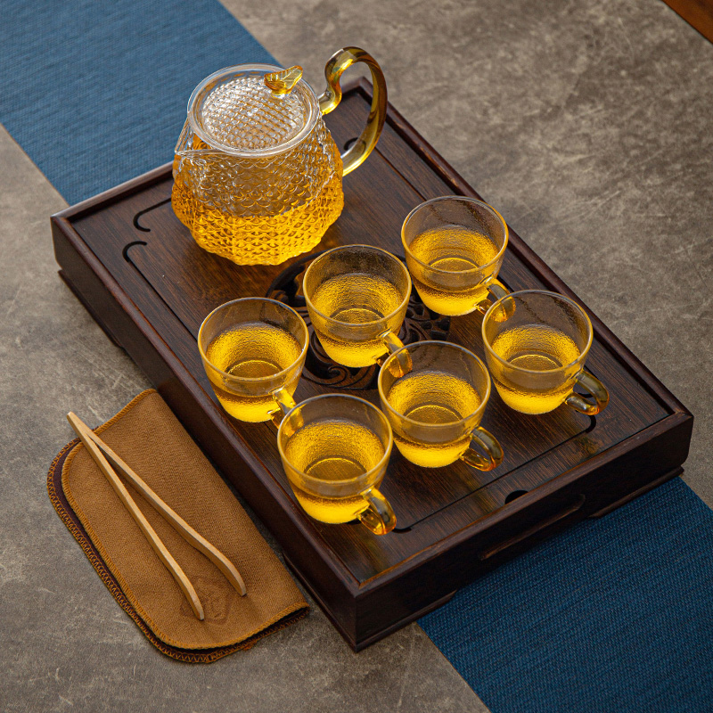 Xia Wei Kung Fu glass tea set tea cup tray simple household tea sea small tea table storage water tea tray small tea table