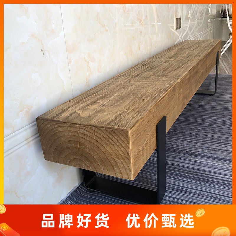 Solid Wood TV cabinet log simple retro creative long bench home shoe stool hotel shopping mall rest stool