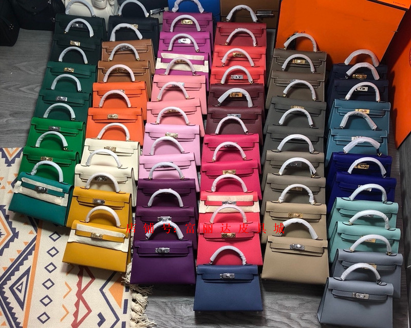 Mini Second-Generation 19.5cm Kelly Bag Imported Epsom Leather Handmade Wax Thread Genuine Leather Shoulder Crossbody Women's Bag