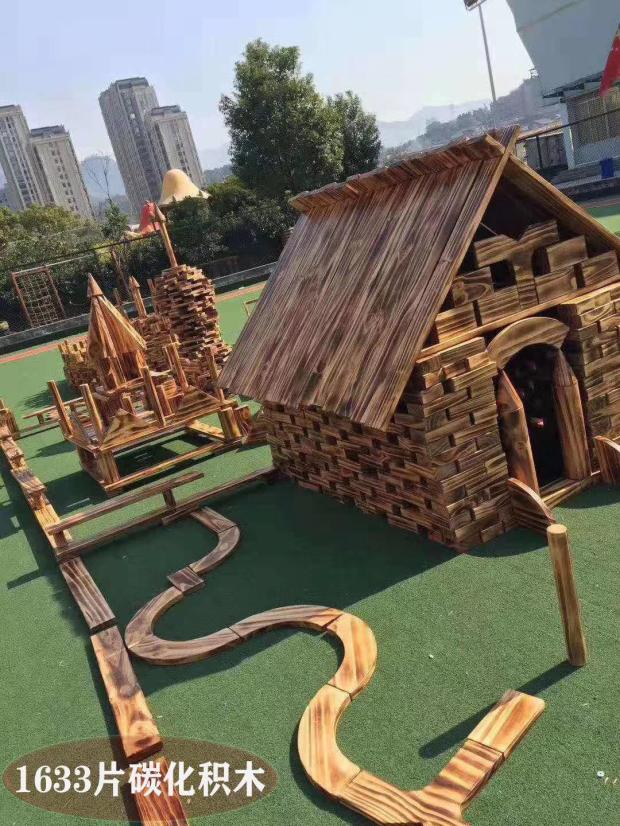 Kindergarten building blocks hollow charcoal burning construction area logs medium-sized building blocks large outdoor solid carbonized building blocks - Taobao