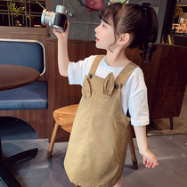 Girls suspender skirt summer dress 2023 new style childrens suspender skirt little girl Korean style loose casual dress