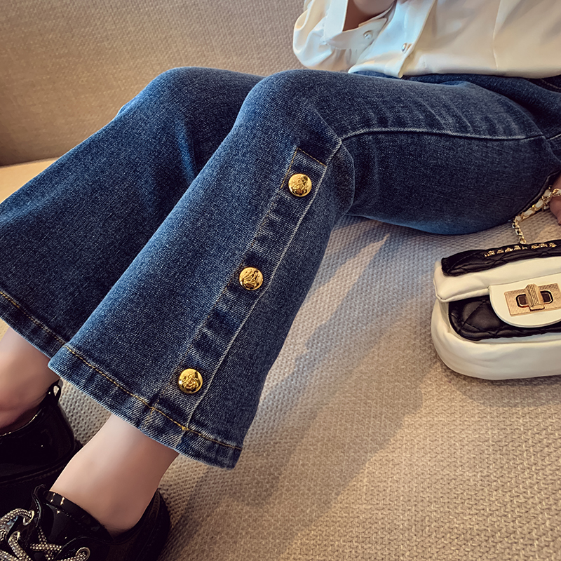 Girl Pants Foreign Air Children Fashion Trumpets Jeans Autumn Clothing 2023 New Korean Version Casual Pants Girls Long Pants-Taobao