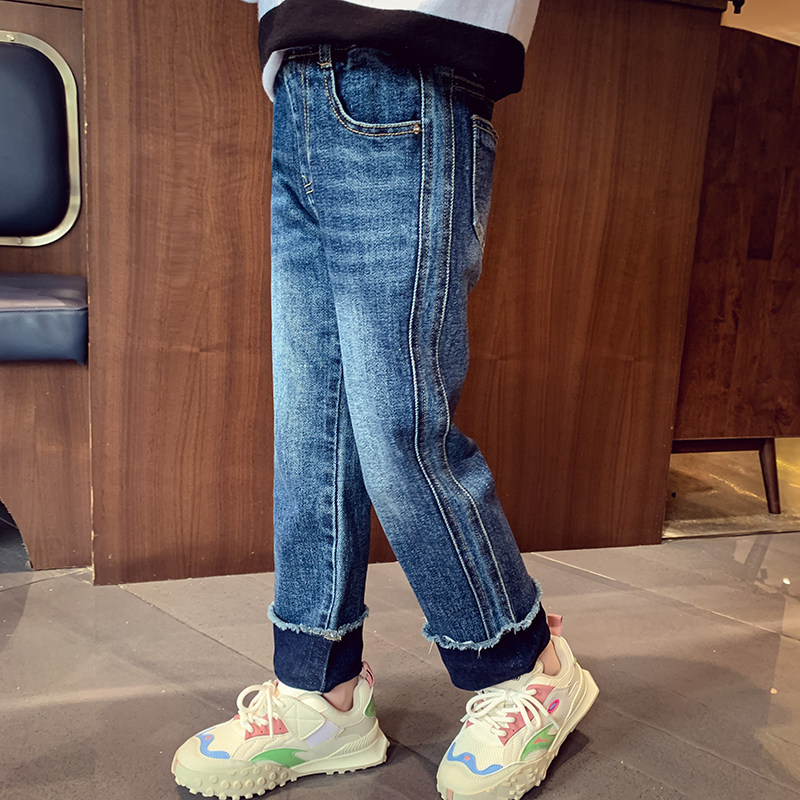 Girl Jeans Autumn Clothing 2023 New Ocean Gas Children's Net Red Straight Drum Pants Little Girl Han Edition Casual Long Pants-Taobao