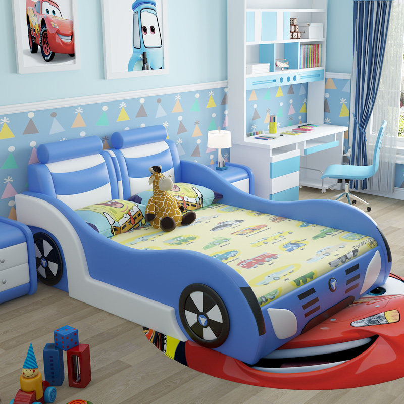 Children's bed boy's bed light luxury simple modern single 15 meters car bed with guardrail kids sports car cartoon bed