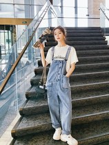 Cowboy pants female summer 2021 new students Korean version of loose thin design sense high waist tooling jeans