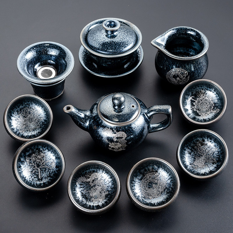 Jianji Tea Set Group Household Office guest teapot making high-end gift box Kung fu tea cup high-end luxury