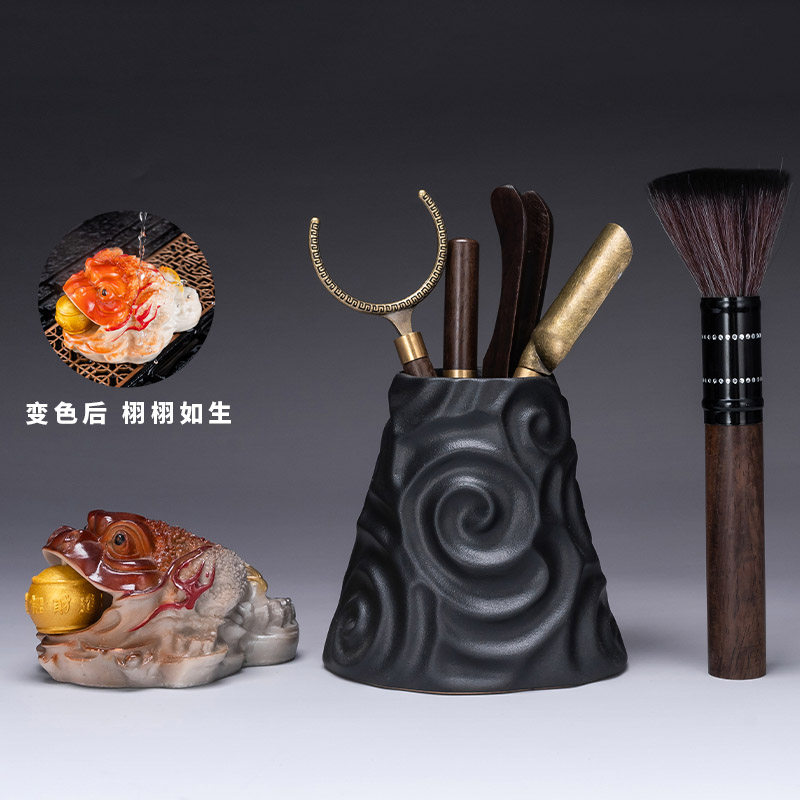 Tea set accessories ebony tea ceremony six gentlemen set household kung fu 6 gentlemen tea making tools tea clip tea spoon needle
