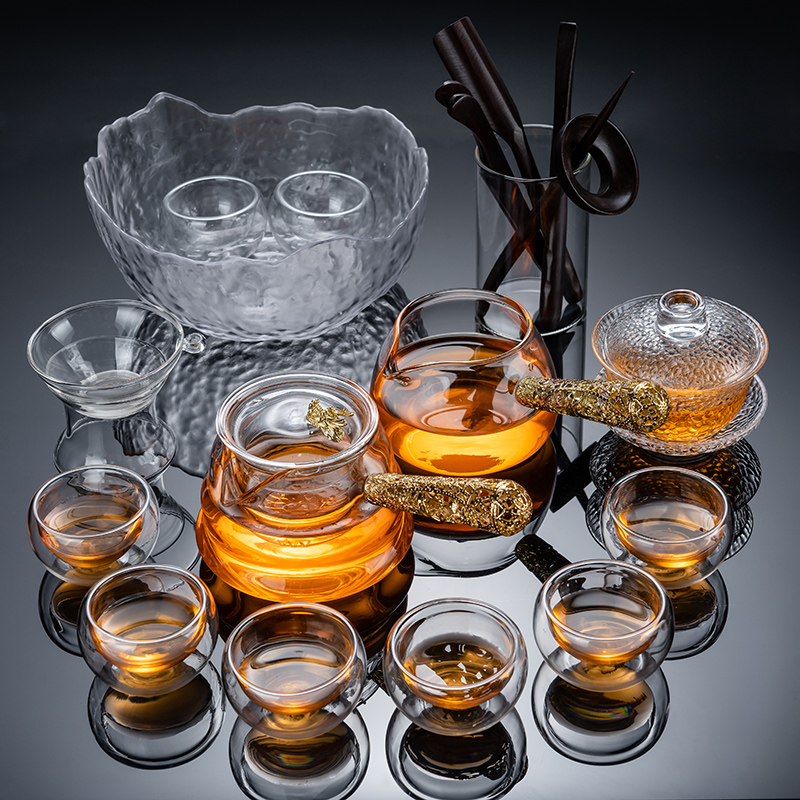 Kung Fu Tea Set Group Home Small Set of anti-burn side to make teapot tea maker office guest glass lid bowl tea cup