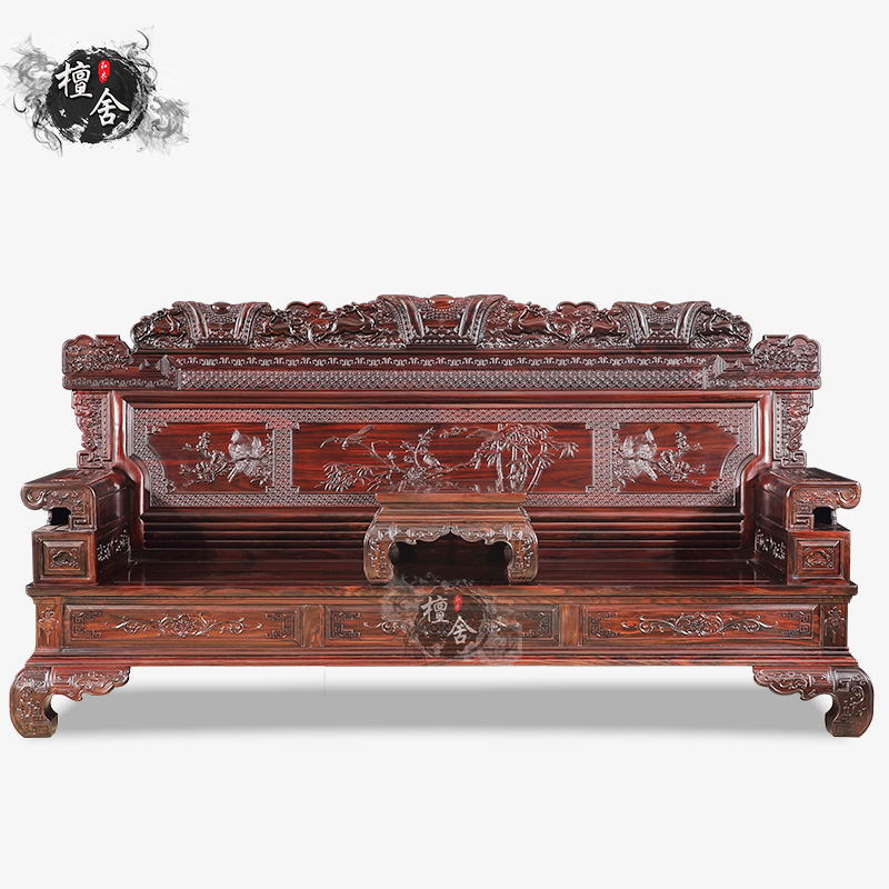 Mahogany furniture large Indonesian black rosewood national standard new Chinese style lucky money into Baosha invented Qing classical sofa living room