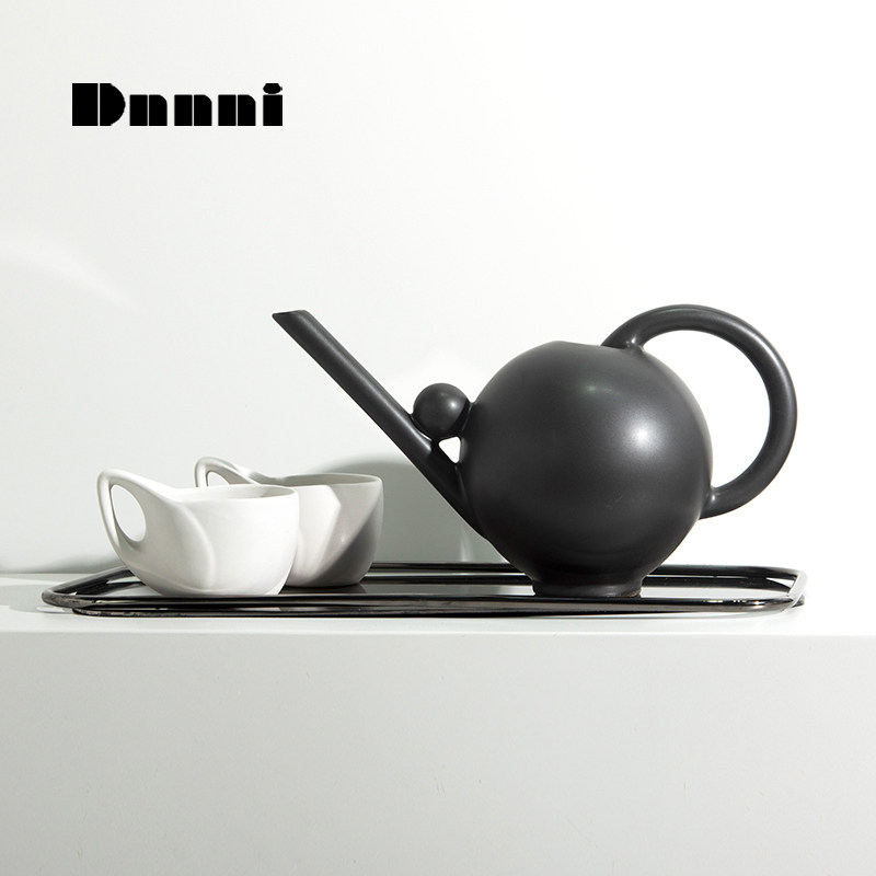 Dnnni Round Ball Teapot Modern Minimalist Home-Like Room Hotel Decoration Pendulum-Sitting Room Ceramic Handiwork