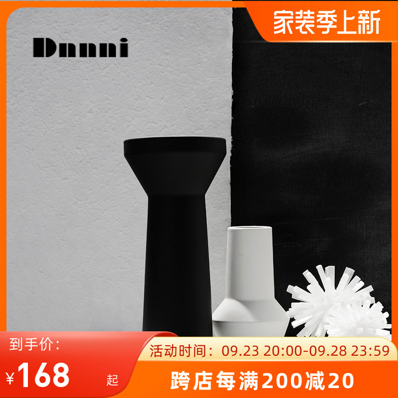 Dnnni black and white gray vase Nordic modern solid color ceramic home model room hotel flower arrangement jewelry ornaments