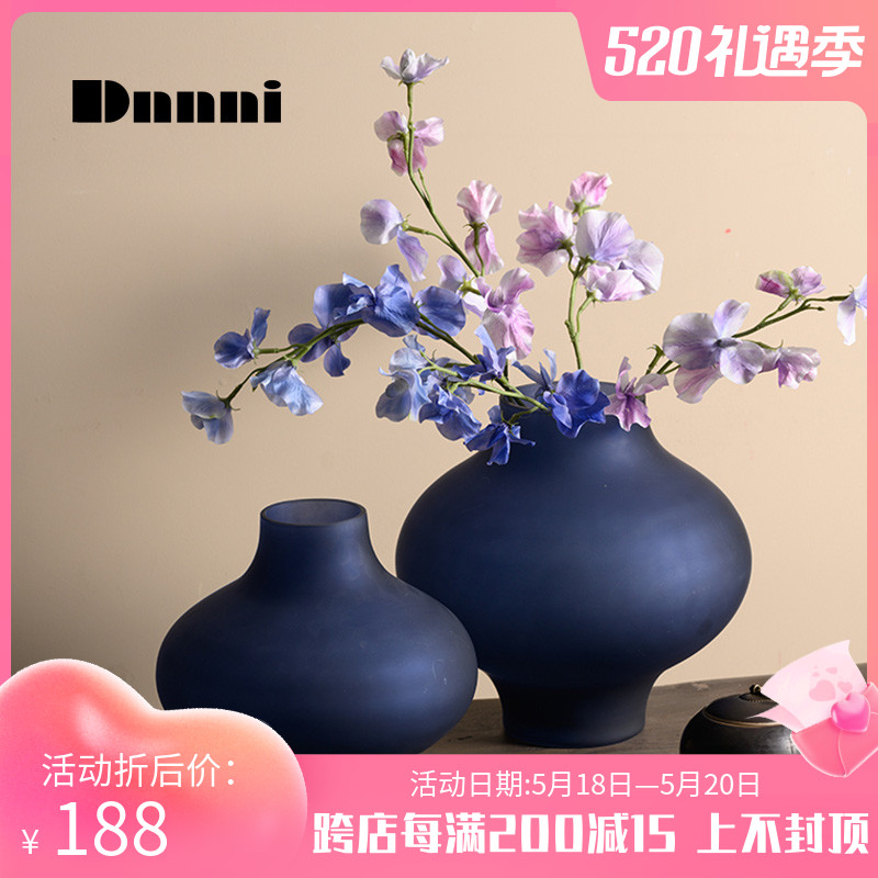 Dnnni Memphis Style Blue Glass Flower minimalist Home Hotel Decent Board Room Living-room Pendulum