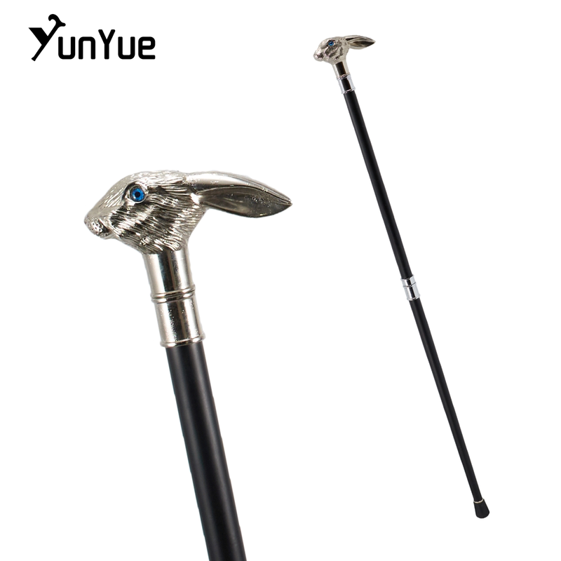 Silver Rabbit Classical British Gentleman's Walking Stick Metal Crutch Civilized Cane Role-Playing Game Exhibition Scepter Collectible Gift