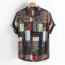 Summer Men#39s Shirts Ethnic Style Vintage Printing Short S