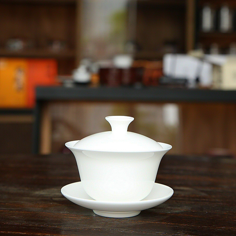 Bone China Gaiwan for Chaozhou Gongfu Tea, High Temperature Resistant, Won'T Burn Your Hands, Three-Piece Gaiwan Suitable for Rock Tea, Chen Yun Tang 100ml Bone China Gaiwan for Chaozhou Gongfu Tea, High Temperature Resistant, Won'T Burn Your Hands, Three-Piece Gaiwan Suitable for Rock Tea, Chen Yun Tang 100ml