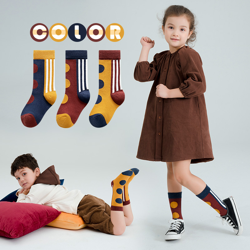 Children's socks cotton spring and autumn style ins tide Korea autumn and winter boys and girls stockings in the tube socks high socks