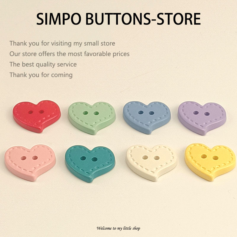 DIY Colorful Resin Heart Buttons, Cute Cartoon Heart Buttons for Children's Sweaters, Cardigans, Shirts, and Jackets