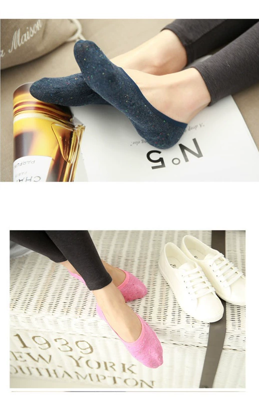 Tất nhập khẩu Hàn Quốc, vớ thuyền vô hình, vớ cotton mùa hè, miệng nông, giày đơn mỏng, chống rơi quần tất nữ
