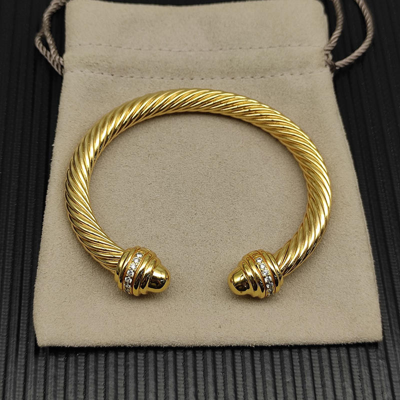 David Yurman David Yurman Diamond-Encrusted Open Bangle Twist Rope European and American Noblewoman Vintage 7mm David Yurman David Yurman Diamond-Encrusted Open Bangle Twist Rope European and American Noblewoman Vintage 7mm