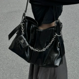 Черная вместительная и большая сумка подмышку для матери и ребенка, ретро универсальная цепь