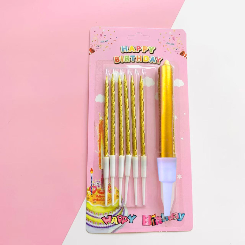 Cake Shop Baking Straight Tube Dessert Stand 6+1 Birthday Candles New Creative Party Decoration Golden Romantic Photography