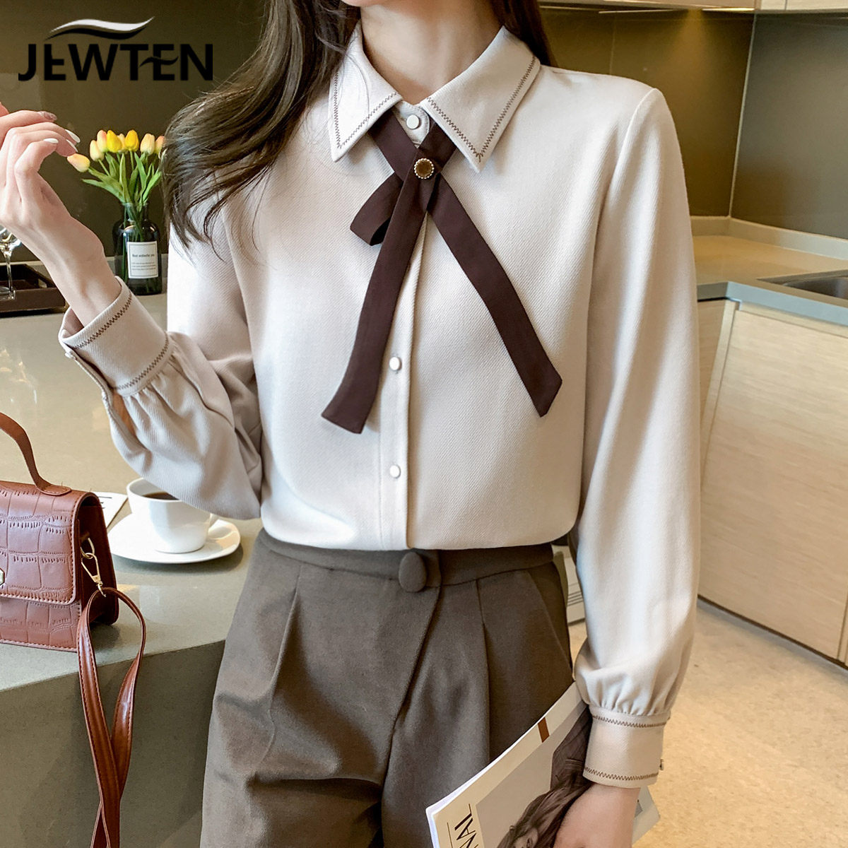 春秋冬季雪纺衬衫职业女士装2026年新款上衣爆款时尚洋气打底衬衣