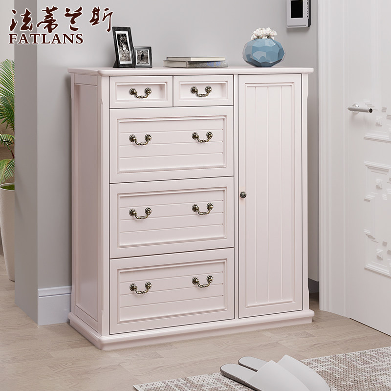 Pure solid wood 1 8-1 7-1 5 meters 1 3 American light luxury customized home ultra-thin flip shoe cabinet against the wall large capacity