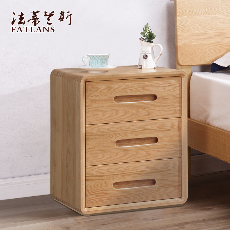 Wood wax oil 30 35 40 50 60 70 80cm oak solid wood simple small apartment legless Nordic bedside table
