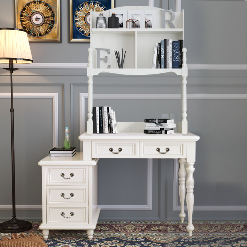 Solid Wood American study multifunctional storage storage storage small apartment desk bookshelf integrated bedside learning desk