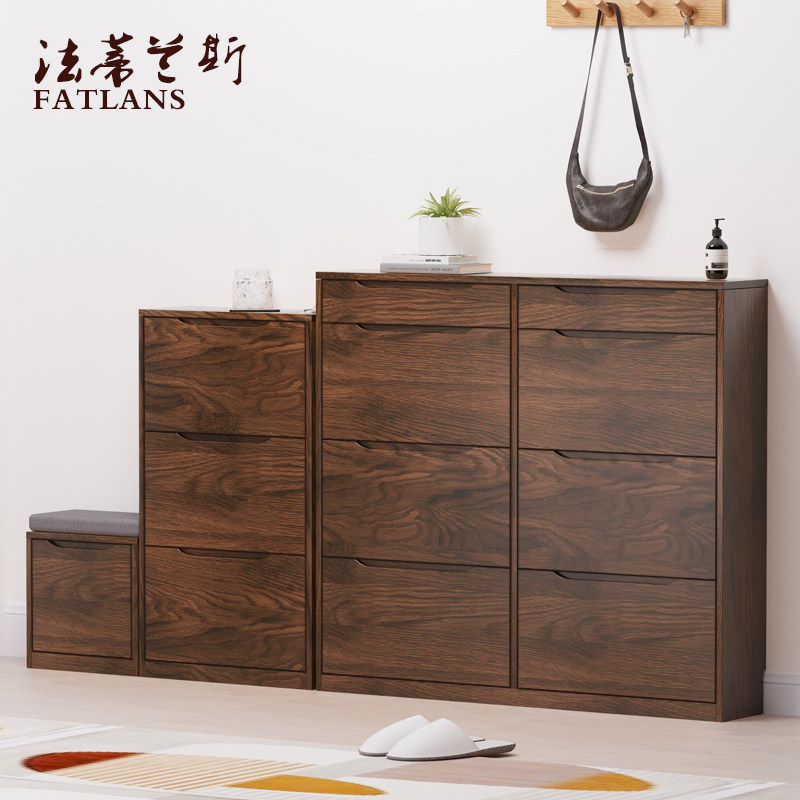 Pure solid wood oak 40-60cm1-1 2-1 4 m Hupeach color Custom 80 Oversized tipping bucket ultra-thin Shoe cabinet 