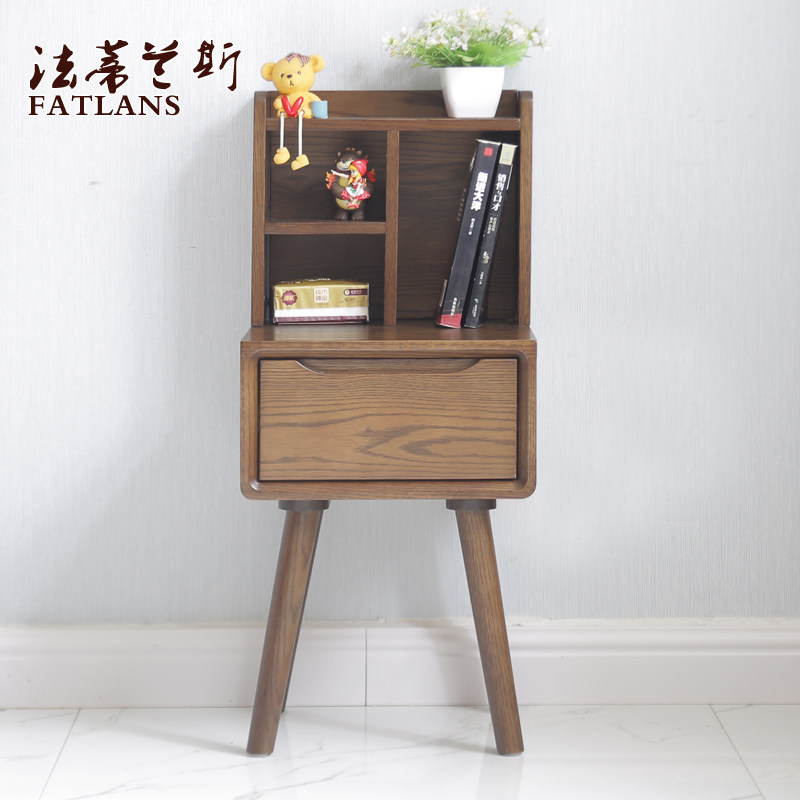Full solid wood 20-25-30-40-50-60cm small family type minimalist modern child shelve bed head cabinet small