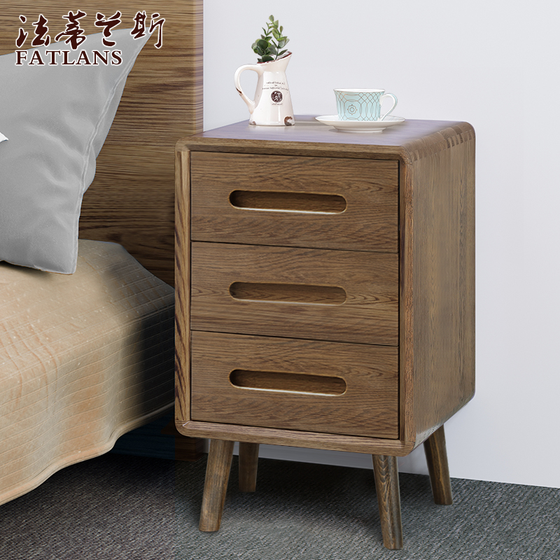 Wood wax oil 30-35-40-45-50cm oak original solid wood 25 three smoke mini small family Nordic bedside table small
