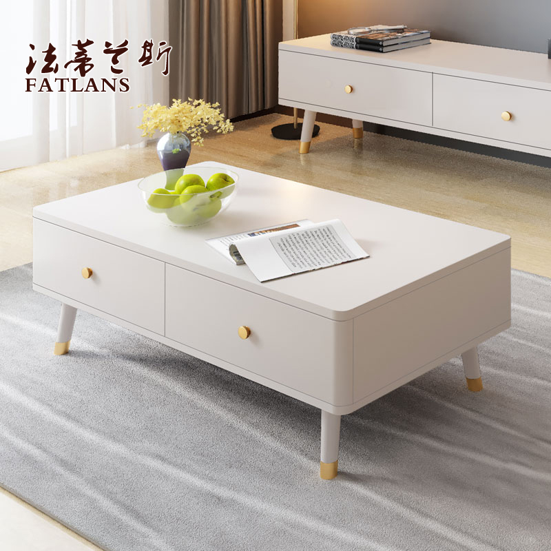 Pure solid wood 1 5 m 1 3 - 1 2 - 1 m 60cm pure white Nordic modern simple light luxury living room tea several large