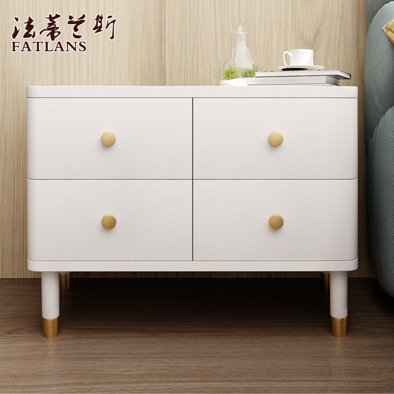 All solid wood 80-70-60-50-40cm white modern simple light luxury Net red bedside table large size free installation