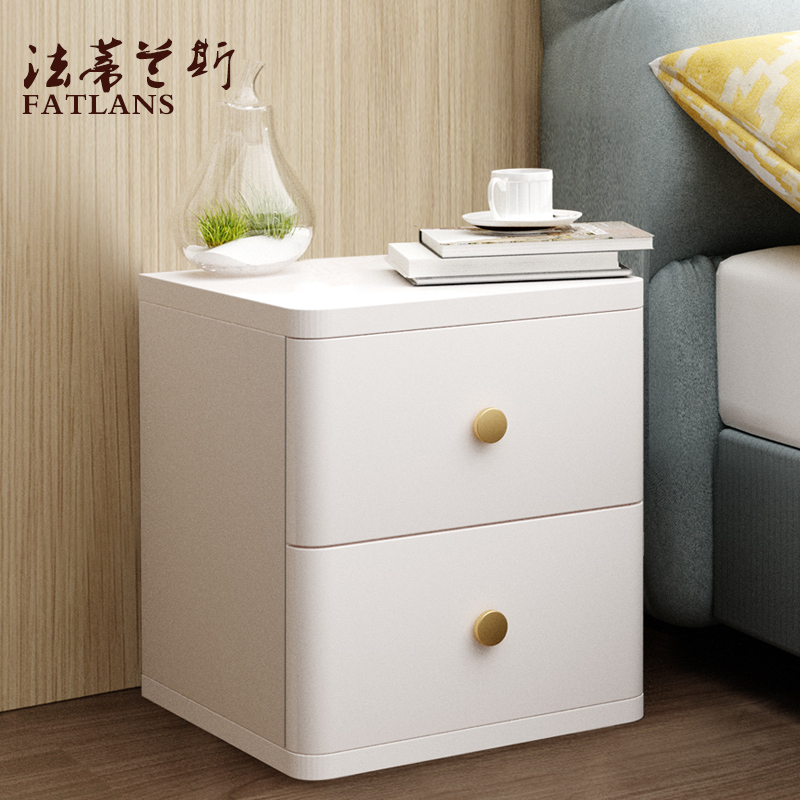 Pure solid wood 20-25-30-35-40-45-50cm white floor small apartment simple modern luxury bedside table