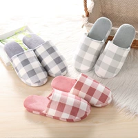 Dép cotton mùa thu đông nam nữ kẻ sọc dễ thương trong nhà đôi vợ chồng chống trượt ấm áp mềm mại tầng dưới kéo giày giày sandal nữ biti's