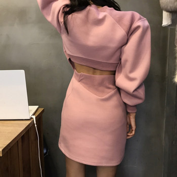 Korea Dongdaemun 20AW Fleece Dress Women's Fleece Thickened Western-style Puff Sleeve Dress with Waist Bag Hip