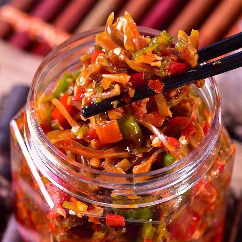Colored pepper knife bean chili sauce farm homemade chopped pepper pickles next meal Hunan pickled pickles hot and sour 280g bottle
